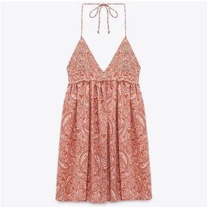 Zara Paisley Print Mini Dress - Rust